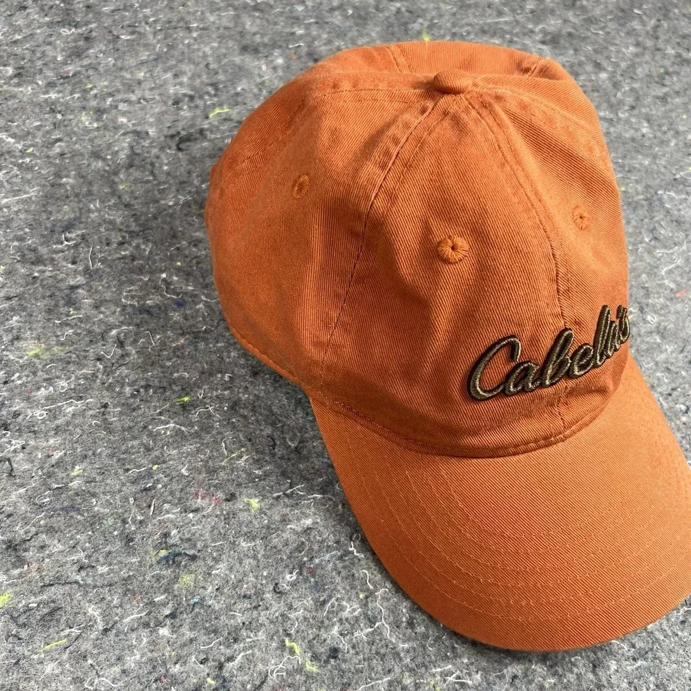 Cabela's Men's Hat Orange Strapback Baseball Cap Dad Golf Outdoor Used